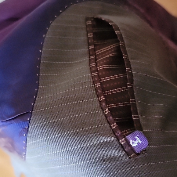 Ted Baker Endurance Striped Suit Jacket Blazer 38R Gray Purple wool crisp - Picture 8 of 8